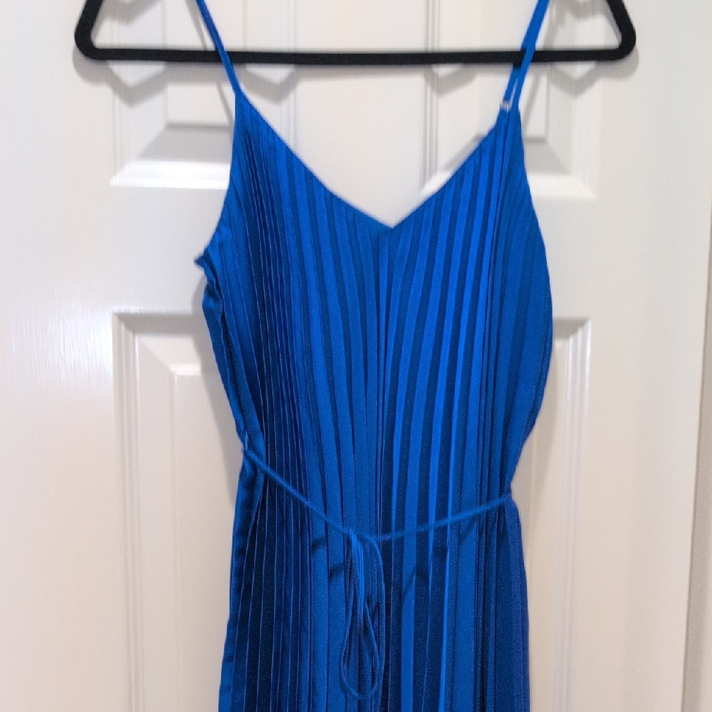 Banana Republic Vibrant Blue Pleated Dress With String Belt Size S